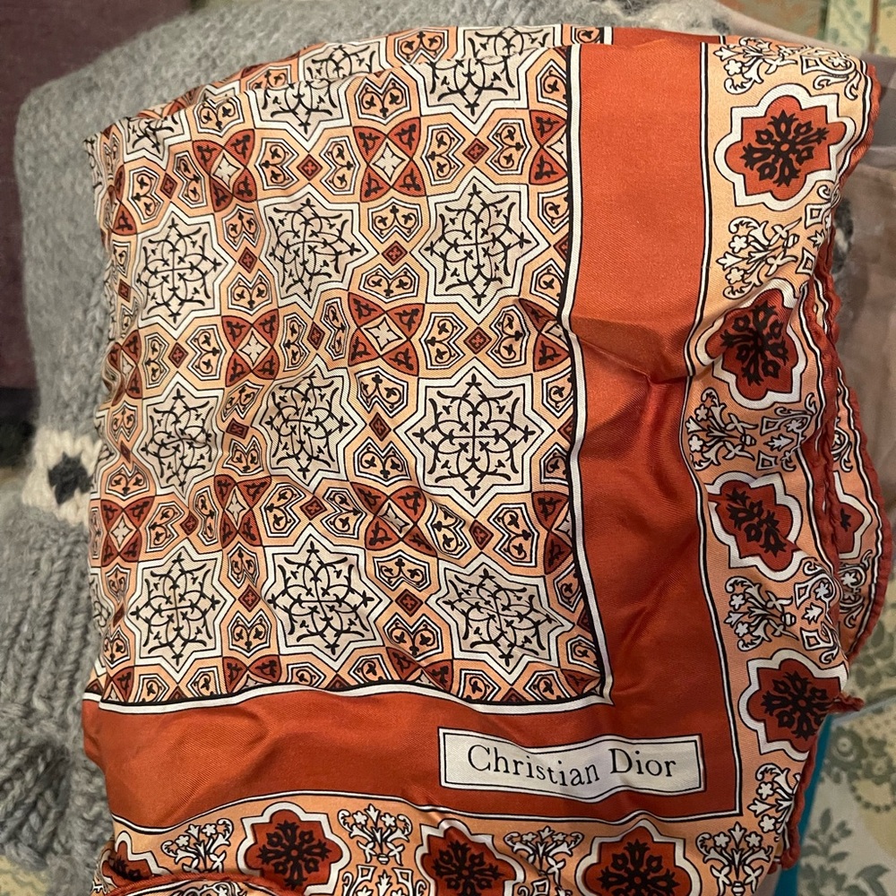Dior Orange and White Scarf-handkerchief